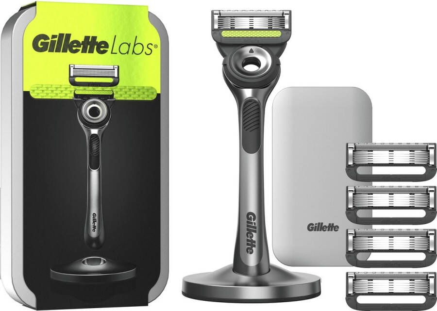 Gillette Labs With Exfoliating Bar Van 1 Handvat 5 Scheermesjes Magnetische Houder Travelcase