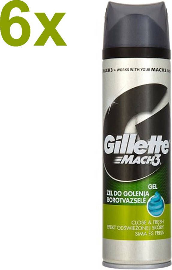 Gillette Mach3 Gel Close & Fresh Scheergel Scheerschuim 6x 200ml