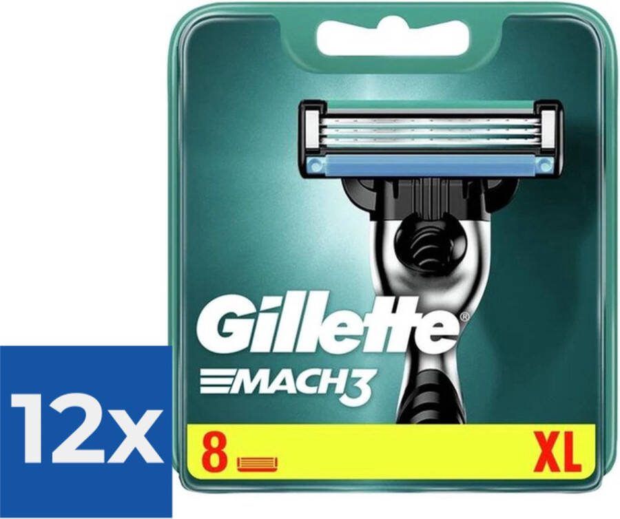 Gillette Mach3 Scheermesjes Navulmesjes 8 Stuks Voordeelverpakking 12 stuks