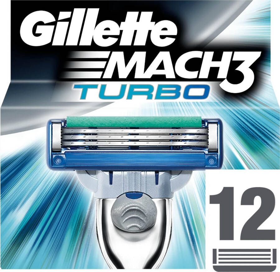 Gillette Mach3 Turbo 12 Stuks Scheermesjes