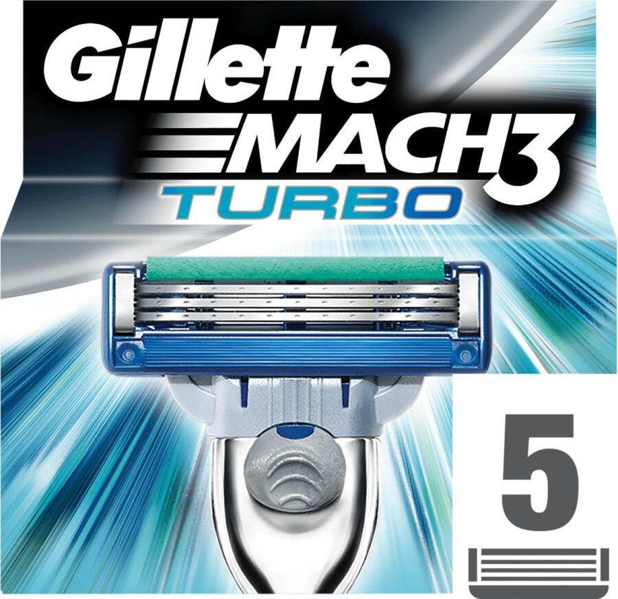 Gillette Mach3 Turbo 5 Stuks Scheermesjes