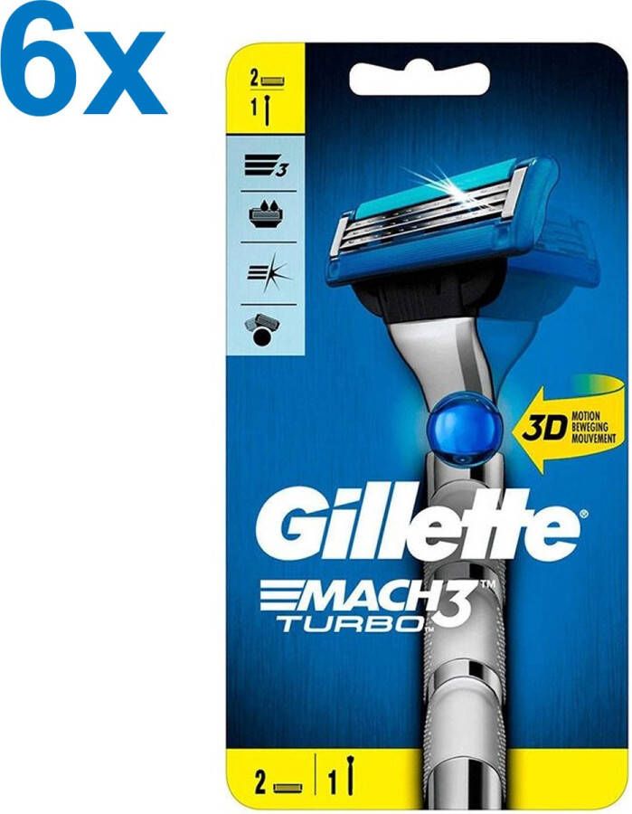 Gillette Mach3 – Turbo – 6x Scheersysteem + 12x Scheermesjes Voordeelverpakking