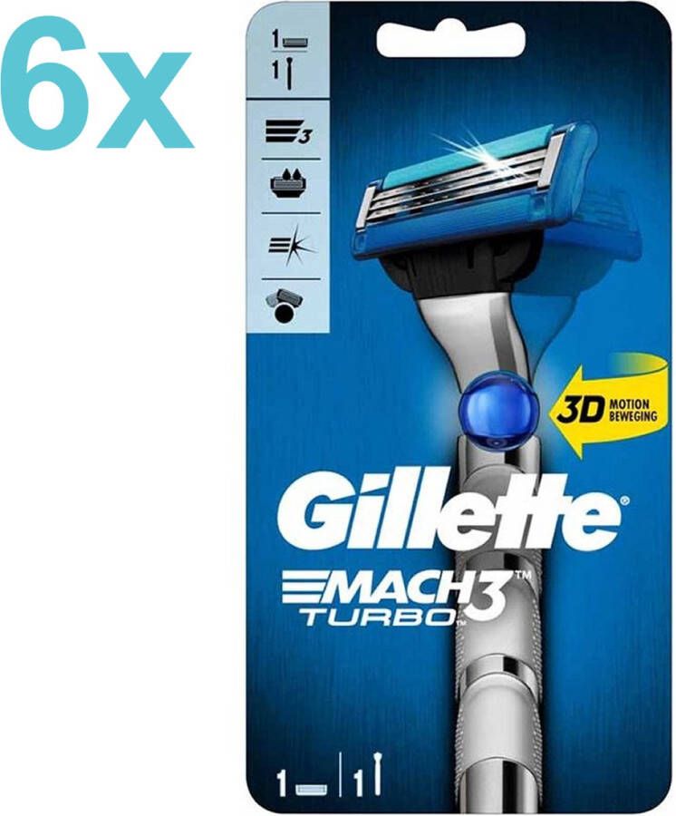 Gillette Mach3 – Turbo – 6x Scheersysteem + 6x Scheermesjes