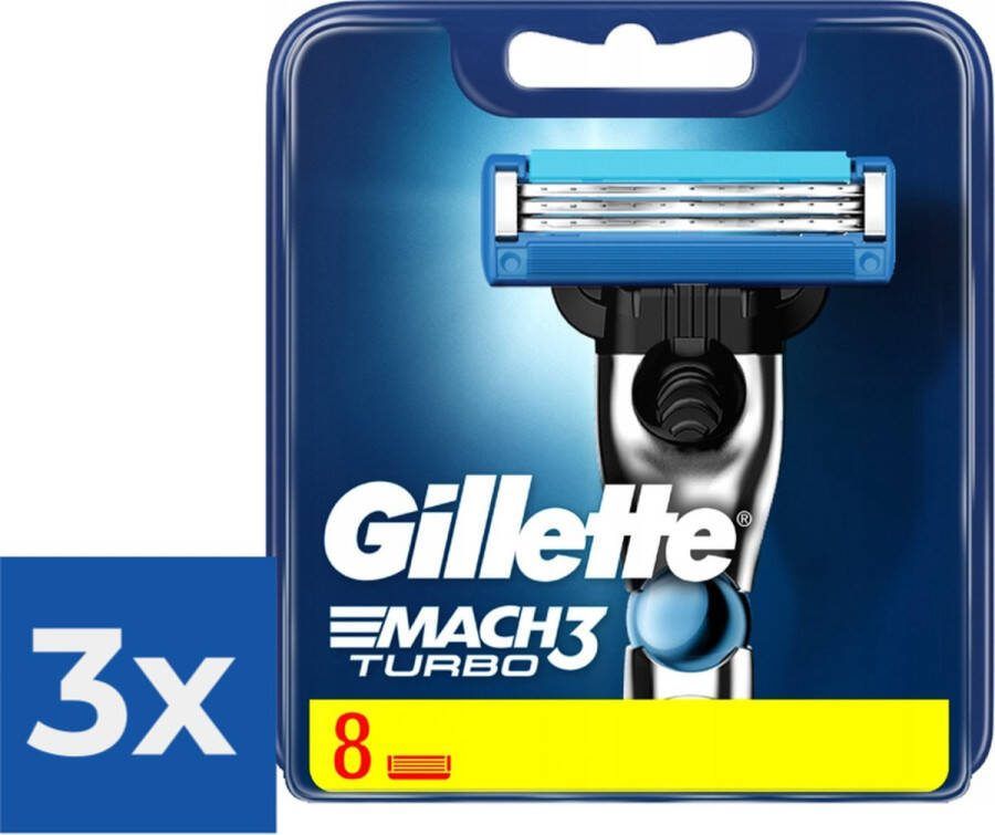 Gillette Mach3 Turbo-8 stuks-scheermesjes Voordeelverpakking 3 stuks