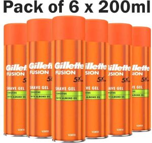 Gillette Scheergel Fusion5 Ultra Sensitive 200 Ml 6 Stuks