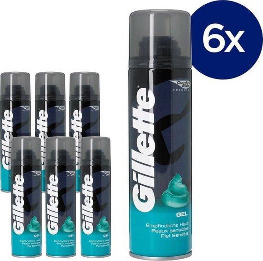 Gillette Scheergel Gevoelige huid Sensitive Voordeelverpakking 6 x 200 ml