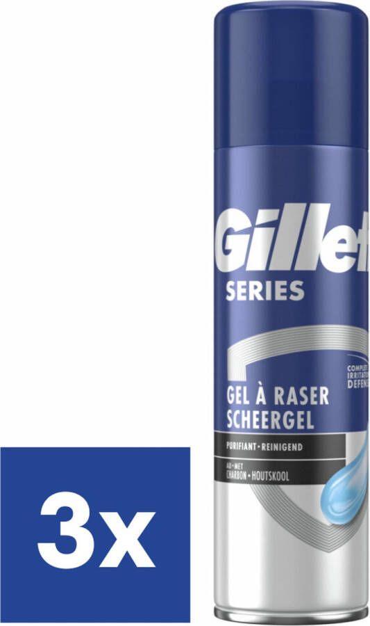 Gillette Scheergel met Houtskool 3 x 200 ml