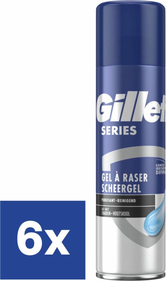 Gillette Scheergel met Houtskool 6 x 200 ml