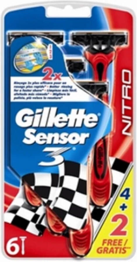 Gillette Sensor 3 Nitro Disposable Razors 6 Piece