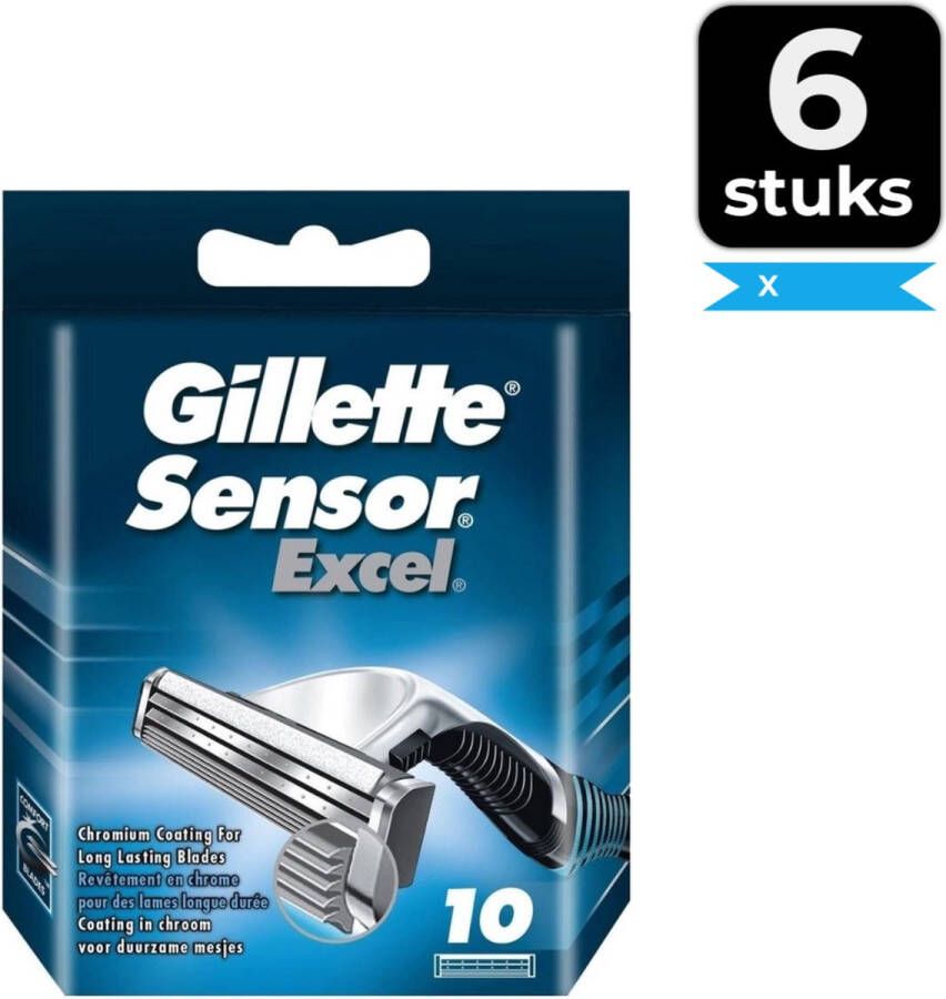Gillette Sensor Excel Scheermesjes Mannen 10 Stuks Voordeelverpakking 6 stuks
