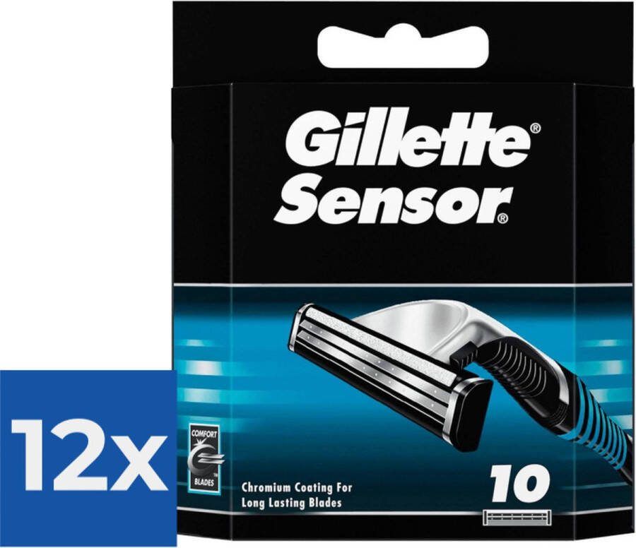 Gillette Sensor Scheermesjes Voor Mannen 10 Navulmesjes Voordeelverpakking 12 stuks
