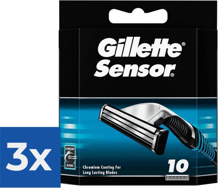 Gillette Sensor Scheermesjes Voor Mannen 10 Navulmesjes Voordeelverpakking 3 stuks