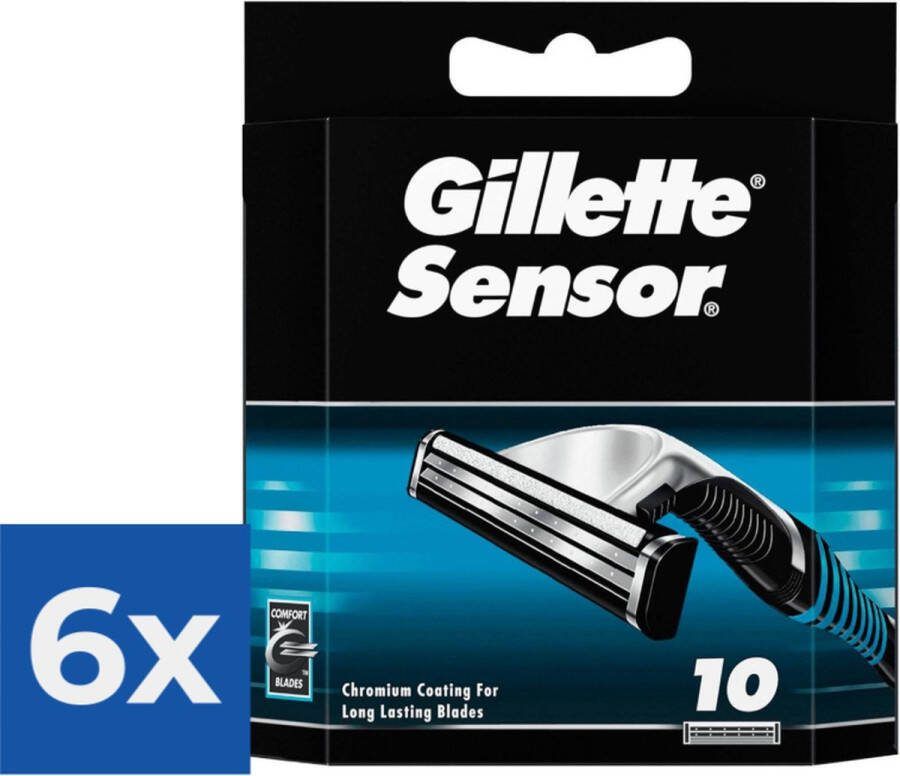 Gillette Sensor Scheermesjes Voor Mannen 10 Navulmesjes Voordeelverpakking 6 stuks