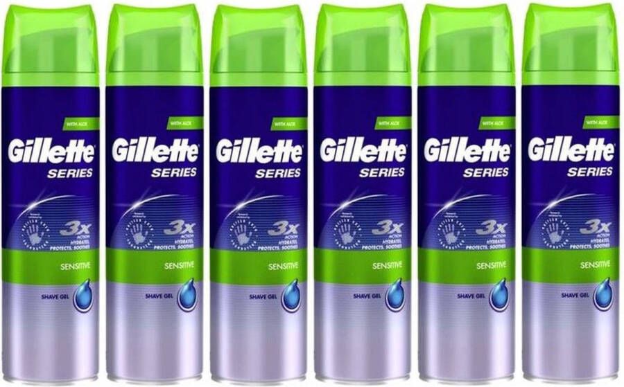 Gillette Series Gevoelige Huid Scheergel Mannen 6x200ml Voordeelverpakking