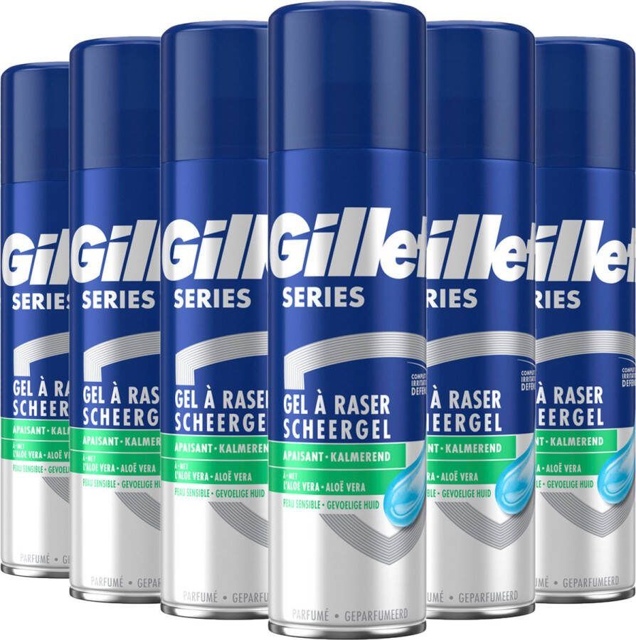 Gillette Series Gevoelige Huid Scheergel Mannen 6x200ml Voordeelverpakking