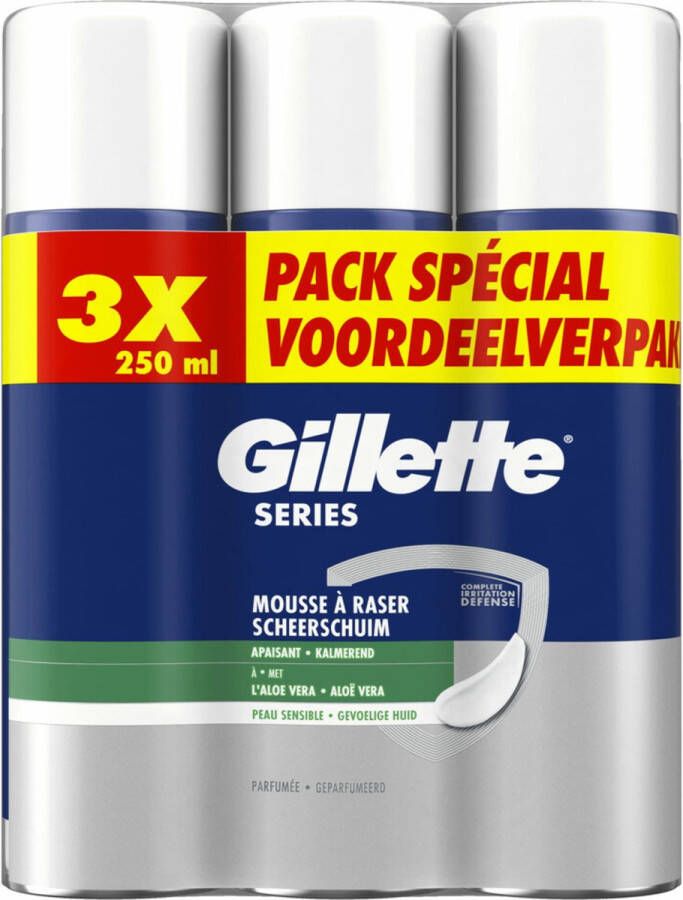 Gillette Series Gevoelige Huid Scheerschuim 250 ml 3 stuks