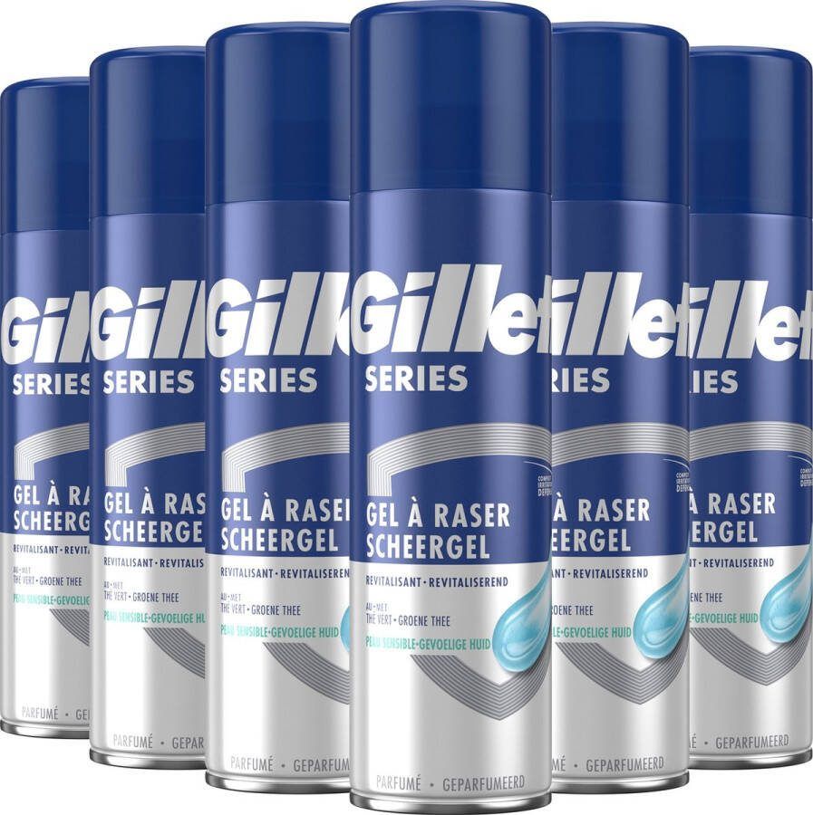 Gillette Series Revitaliserende Scheergel Met Groene Thee Voordeelverpakking 6 x 200ml