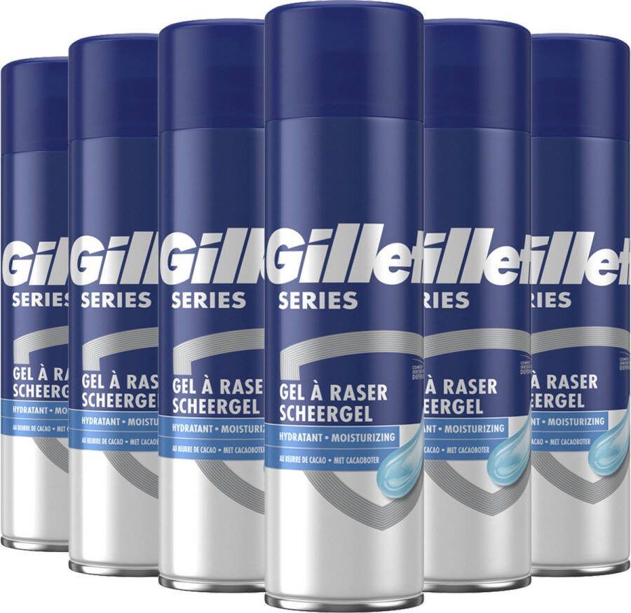 Gillette Series Vochtinbrengende Scheergel Met Cacaoboter 6 x 200ml