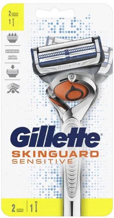 Gillette Skinguard Sensitive Flexball Scheersysteem 1 Handvat + 2 Scheermesjes