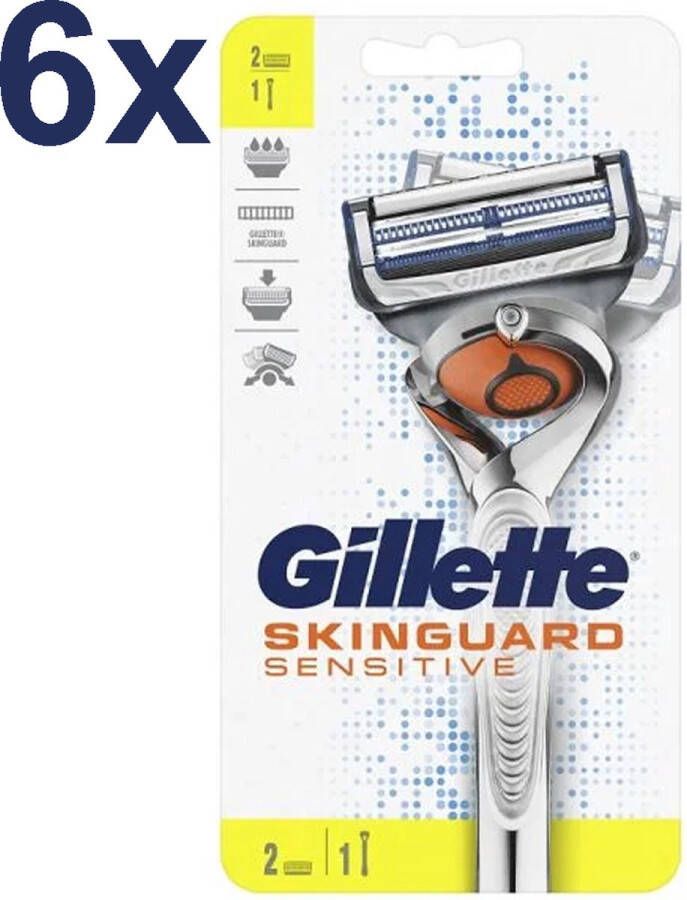 Gillette Skinguard Sensitive Flexball Scheersysteem 6x 1 Handvat + 2 Scheermesjes
