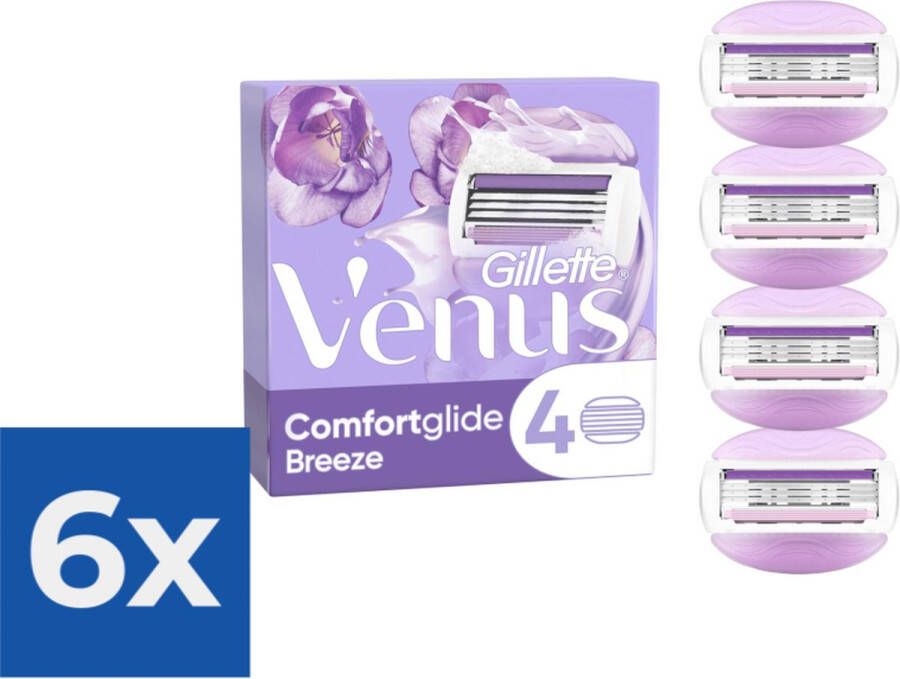 Gillette Venus Comfortglide Breeze Scheermesjes Voor Vrouwen 4 Navulmesjes Voordeelverpakking 6 stuks