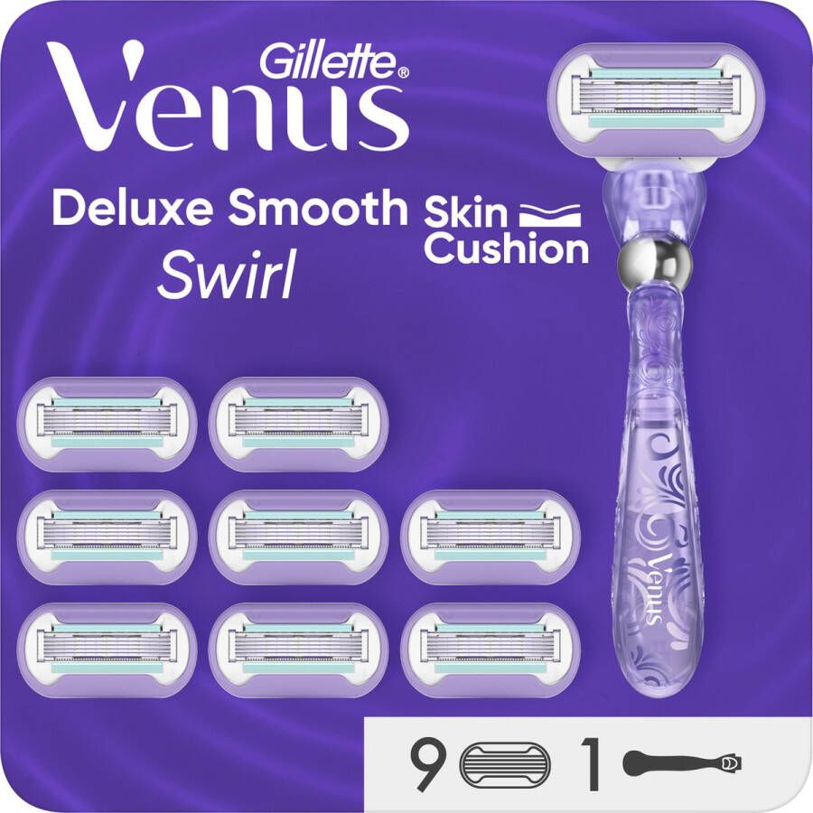 Gillette Venus Deluxe Smooth Swirl 1 Handvat 9 Scheermesjes Voor Een Extra Gladde Scheerbeurt