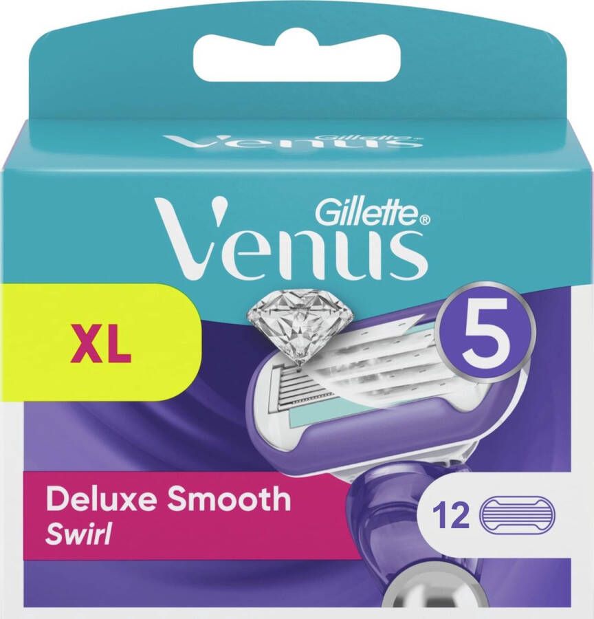 Gillette Venus Deluxe Smooth Swirl Scheermesjes Voor Vrouwen 12 Navulmesjes Voordeelverpakking (4x3 stuks)