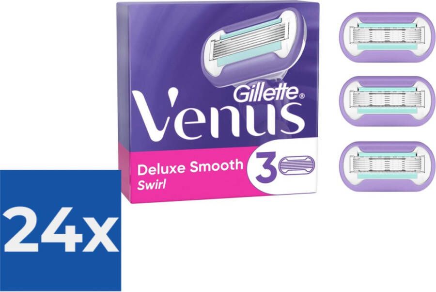 Gillette Venus Deluxe Smooth Swirl Scheermesjes Voor Vrouwen 3 Navulmesjes Voordeelverpakking 24 stuks