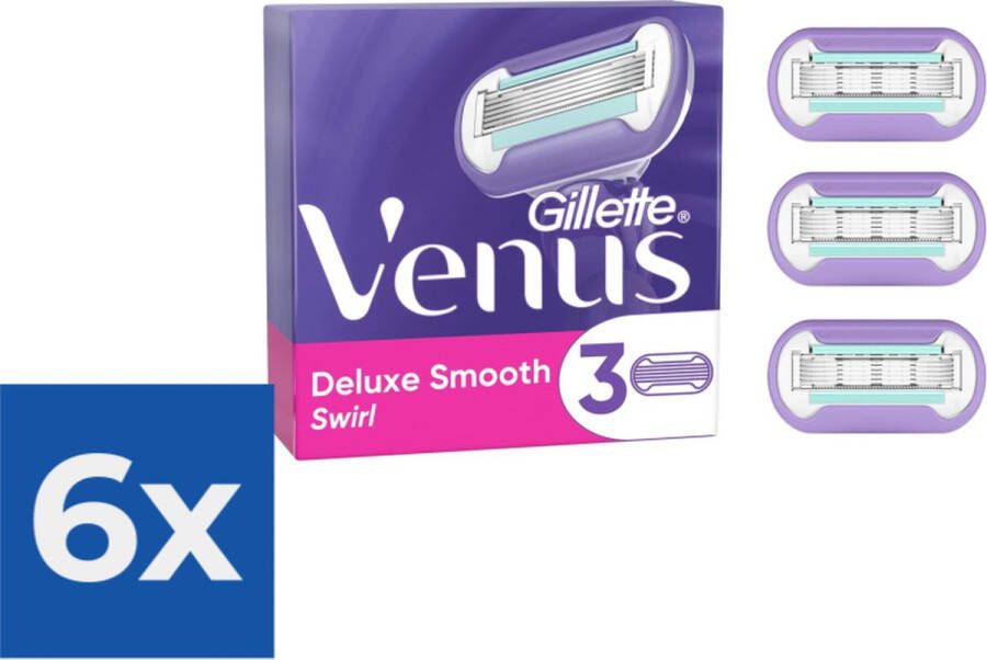 Gillette Venus Deluxe Smooth Swirl Scheermesjes Voor Vrouwen 3 Navulmesjes Voordeelverpakking 6 stuks