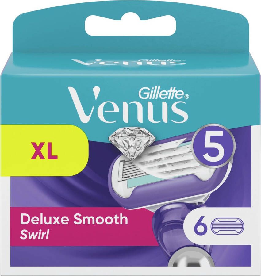 Gillette Venus Deluxe Smooth Swirl Scheermesjes Voor Vrouwen 6 Navulmesjes Voordeelverpakking (2x3 stuks)