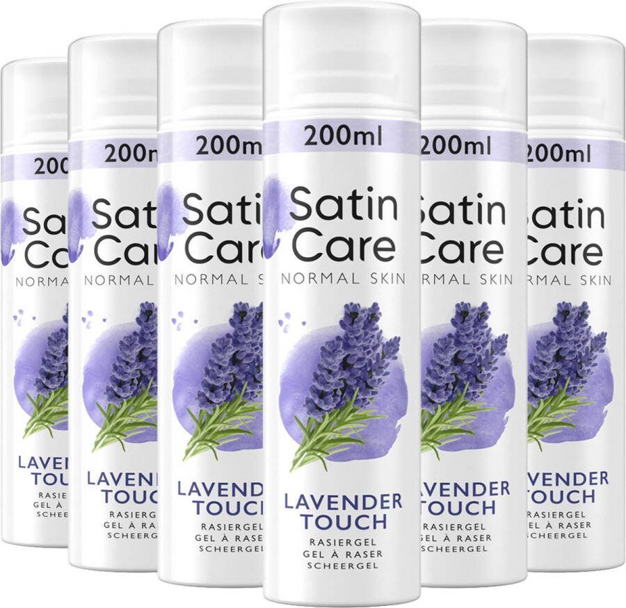 Gillette Venus Gillette Satin Care Scheergel Voor Vrouwen Lavendel Geur 6 x 200ml