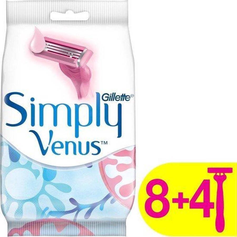 Gillette Venus Gillette Simply Venus 3 8+4 stuks Wegwerpscheermesjes