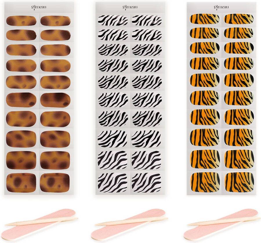 Gimeau Gel Nail Stickers Animal Set 3 pack