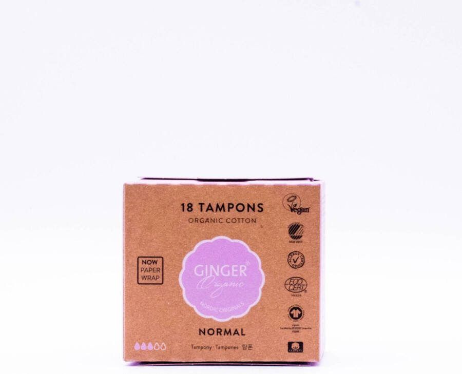Ginger Organic Tampons Normaal Puur Biologisch Katoen Ultrasoft en Ademend Vertrouwde Kwaliteit Huidvriendelijk