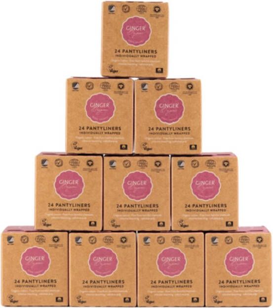 Ginger Organic Voordeelverpakking Inlegkruisjes individueel verpakt 10 x 24 stuks