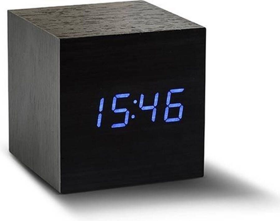 Gingko Cube Click Clock wekker zwart-blauwe-led