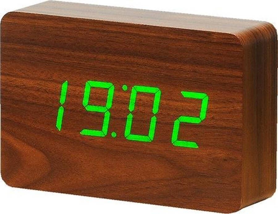 Gingko Wekker Alarmklok Brick Click Clock walnut oplaadbaar