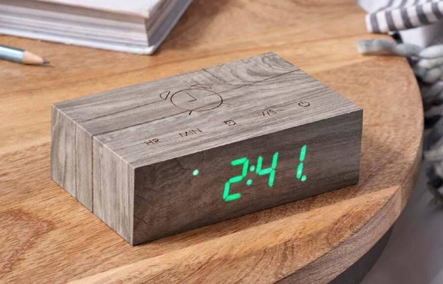 Gingko Houten Wekker Alarmklok Flip Click Clock ""Ash"" oplaadbaar