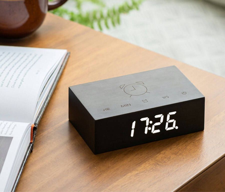 Gingko Wekker Alarmklok Flip Click Clock Zwart oplaadbaar