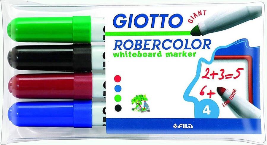 OfficeTown Giotto Robercolor whiteboardmarker maxi ronde punt etui met 4 stuks in geassorteerde kleuren