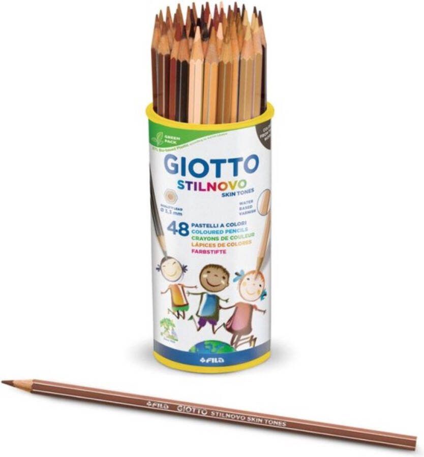 Giotto Kleurpotloden Huidskleur Potloden Skin Tones Pencils Pot Van 48 Stuks Stilnovo Skin Tones Kinder Kleurpotloden Beige Potloden Hobby Potloden