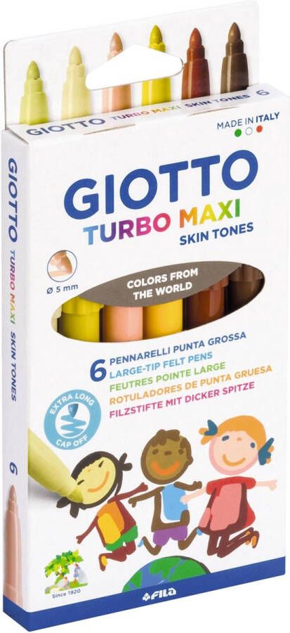 Giotto Turbo Maxi Skin Tones viltstiften etui van 6 stuks 10 stuks