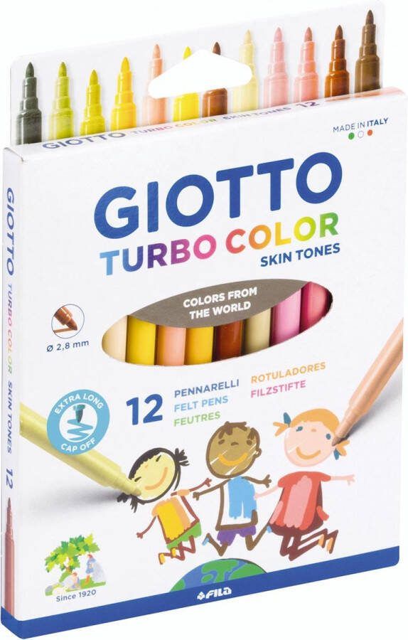 Giotto Viltstift turbo color skin tones 12st Etui a 12 stuk 10 stuks