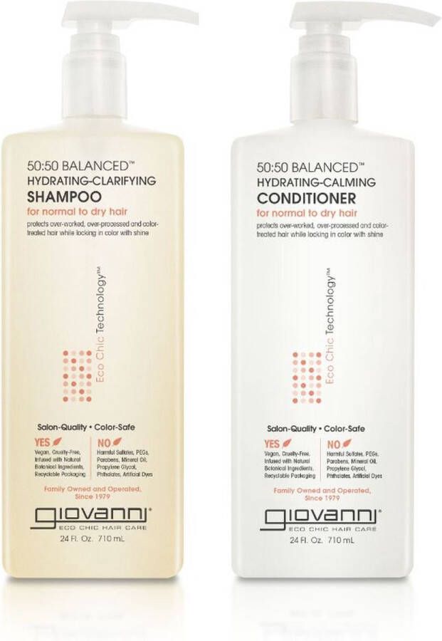 Giovanni Cosmetics 50:50 Balanced Hair Care Set Shampoo & Conditioner voor normaal tot droog haar