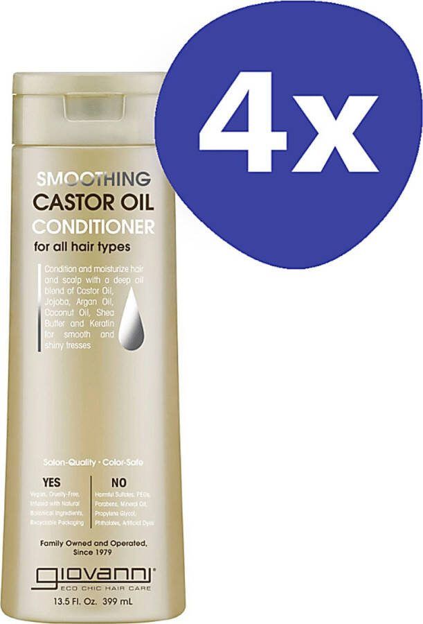 Giovanni Smoothing Castor Olie Conditioner (4x 400ml)