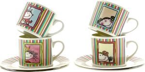 Benza Girl Talk Kop en Schotel Set van 4 200ml