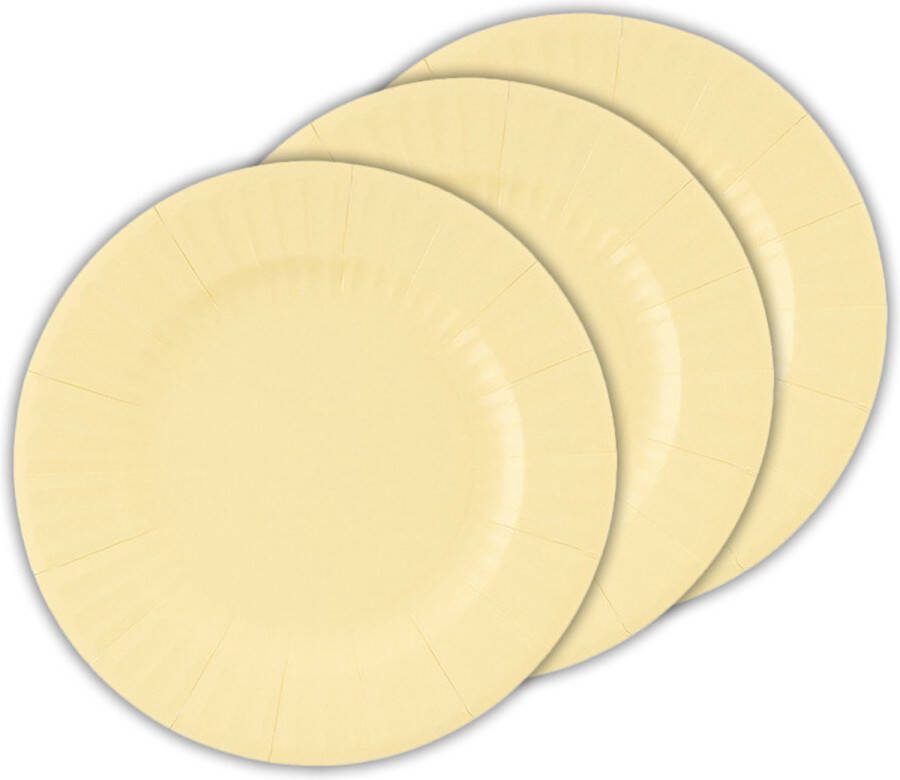 Givi Italia Feestbordjes gebaksbordjes 40x licht geel rond papier karton 21cm biologisch afbreekbaar groot