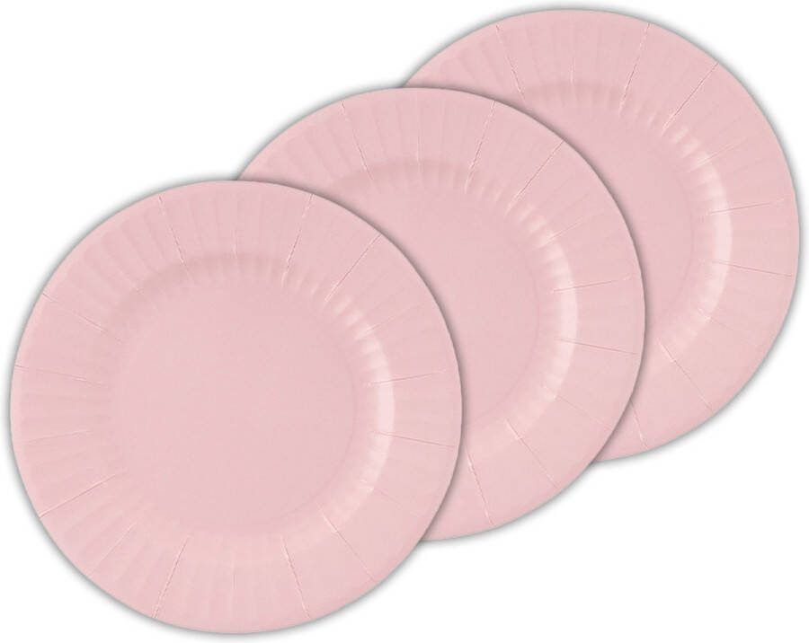 Givi Italia Feestbordjes gebaksbordjes 40x lichtroze rond papier karton 21cm biologisch afbreekbaar groot