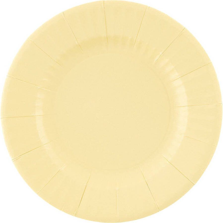 Givi Italia Feestbordjes gebaksbordjes 8x licht geel rond papier karton 21cm biologisch afbreekbaar groot