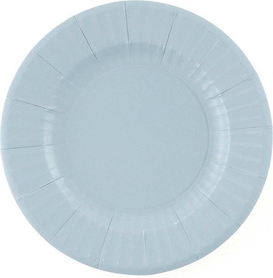 Givi Italia Feestbordjes gebaksbordjes 8x lichtblauw rond papier karton 21cm biologisch afbreekbaar groot